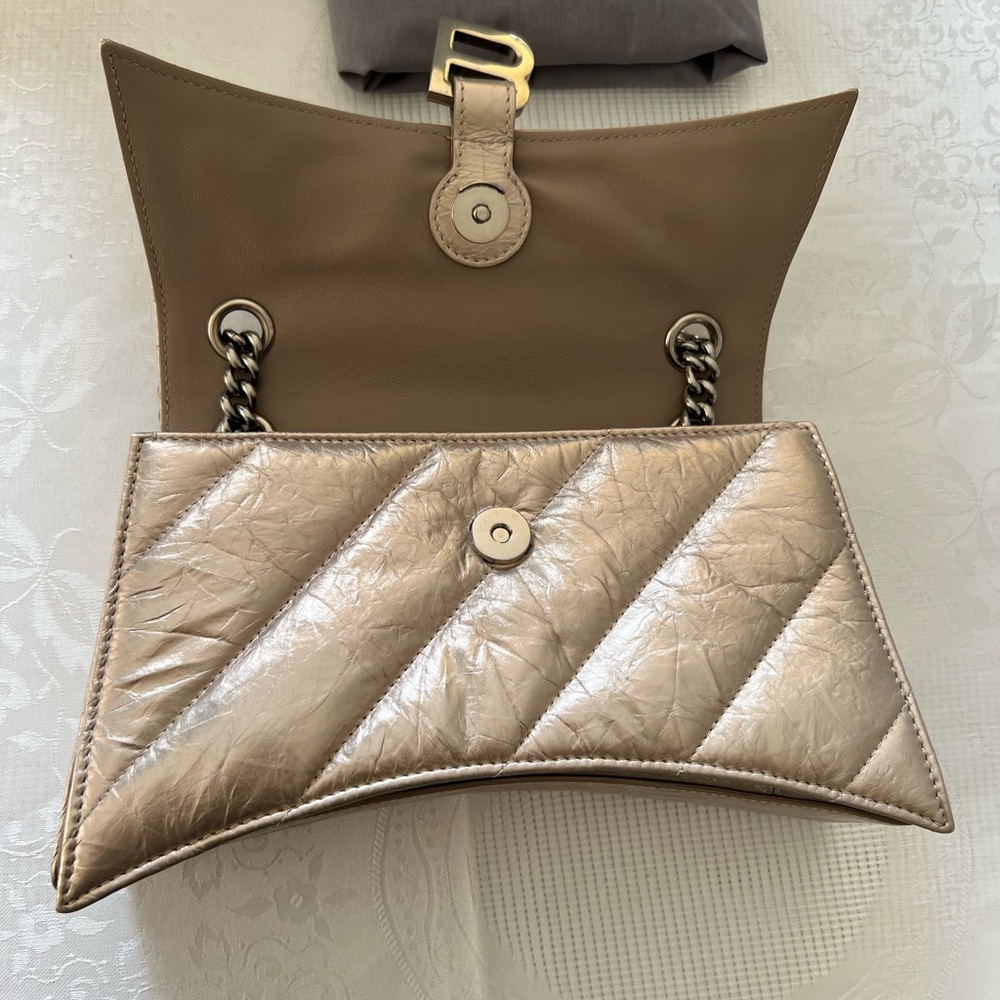 Balenciaga lamb skin Crush Small Chain Bag Metallized Quilted NWB Made In Italy - Picture 9 of 16